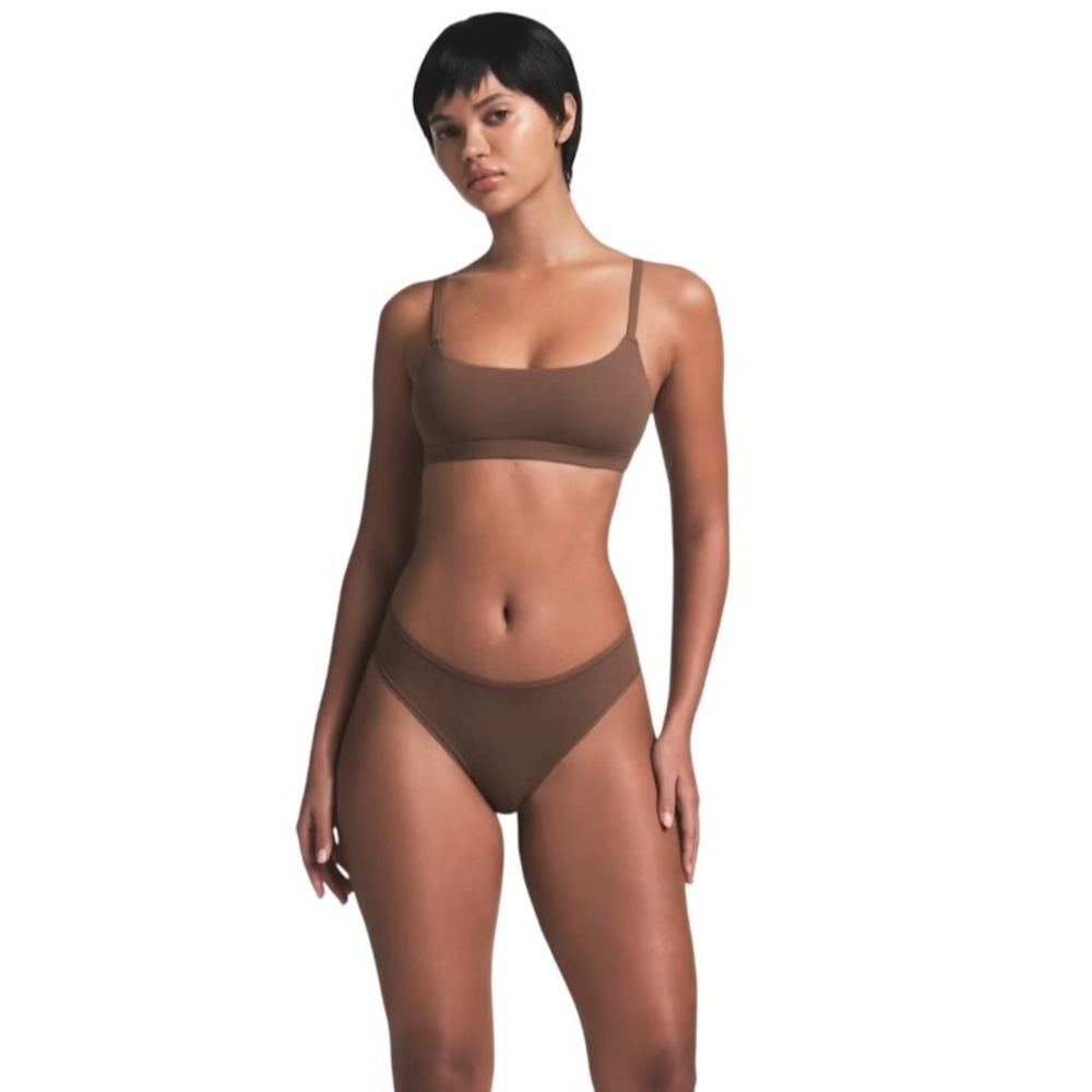 Skims Fits Everybody Scoop Neck Bralette Jasper Brown BR-SCN-2025 Large - Picture 2 of 5